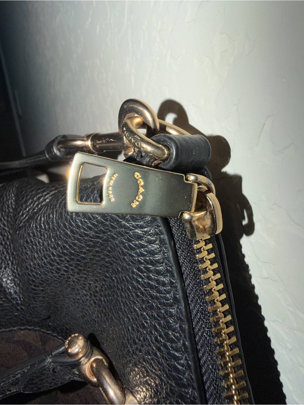 Coach Two-Tone Brown and Black Signature Satchel with Gold Hardware - Picture 10 of 11